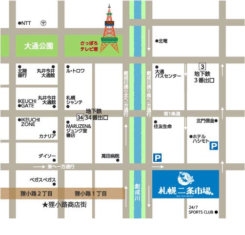 (公式)二条市場への地図
